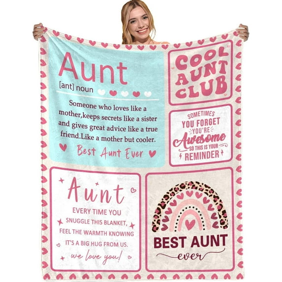 Aunt Gifts Blanket 60"x50", Gifts for Aunt, Aunt Birthday Gift Ideas, Great Aunt Gift from Niece/Nephew, Best Aunt Ever Gifts, Unique Birthday Gift for Aunt, Favorite Aunt Gifts
