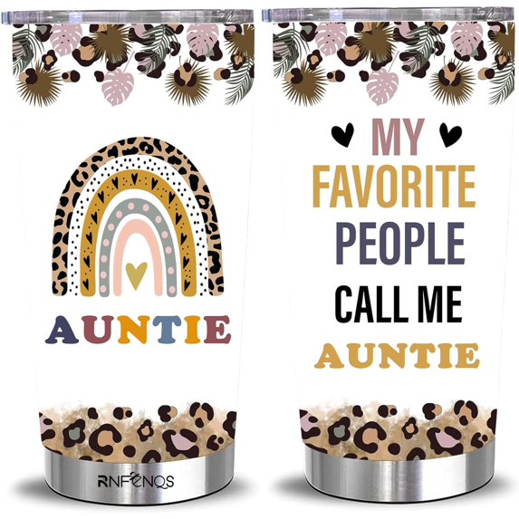 Aunt Gifts Coffee Tumblers with Lids and Straws, My Favorite People Call Me Auntie Travel Tumbler Cups 20 OZ