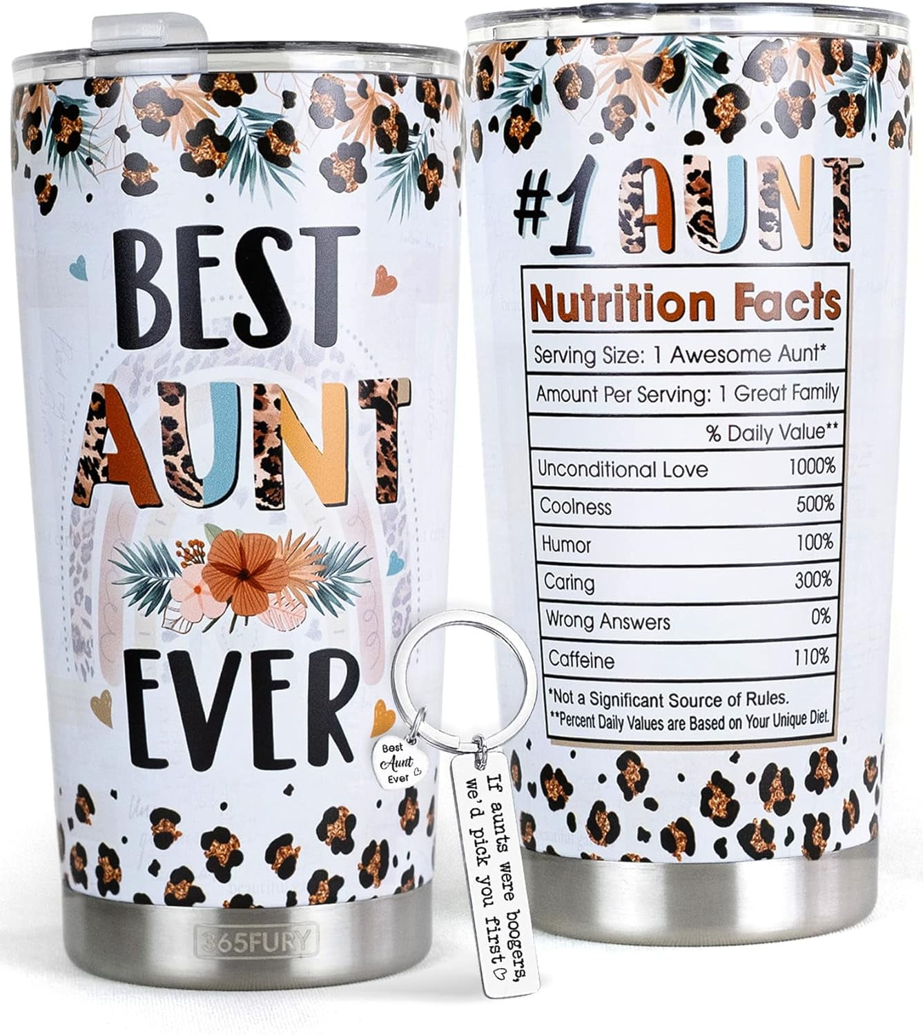 Infuser Water Bottle Gift For Aunt - 16oz Glass With Lid & Straw, Best Auntie Ever Present