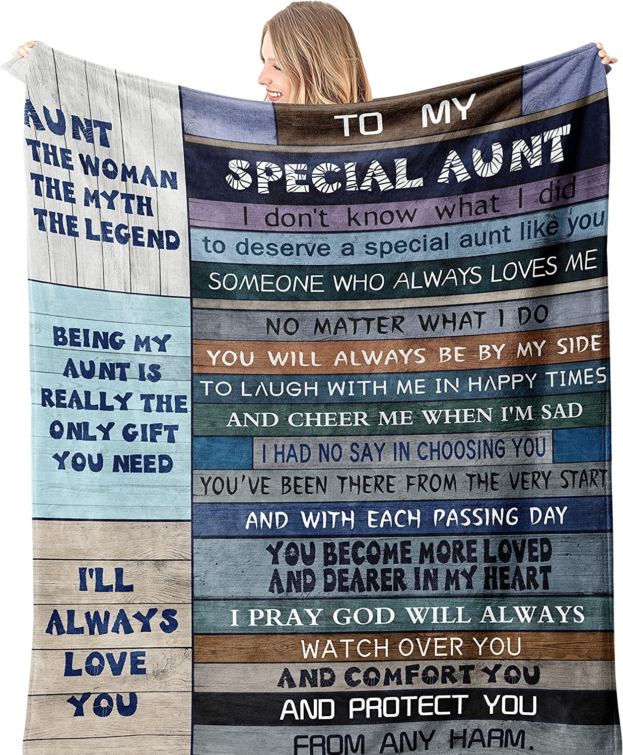 Sexfala 'Best Aunt Ever' Throw Blanket - Pink Floral, 50x60 Inches, Soft Lightweight Blanket Gift From Niece/Nephew