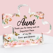 Aunt Gifts from Niece - Engraved Acrylic Block Puzzle Plaque Decorations 3.9 x 3.3 inches - Delicate Gifts for Aunt - Mothers Day New Year Birthday Gifts for Aunt Auntie, Ideas