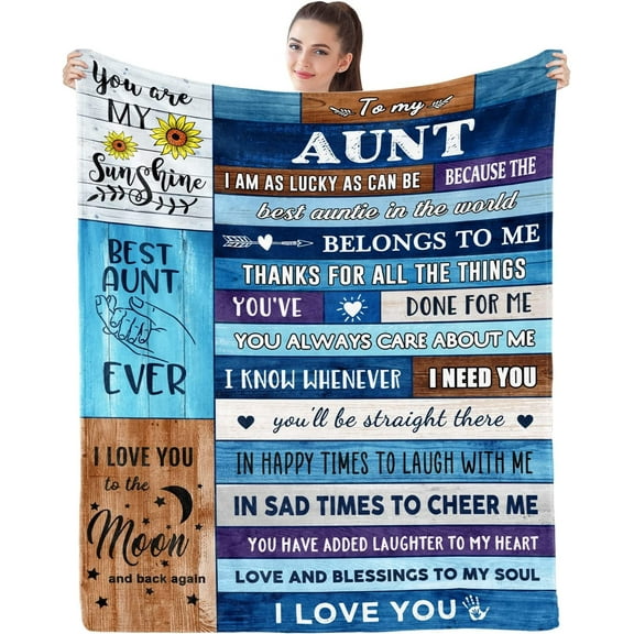 Aunt Gifts from Niece Nephew to My Aunt Blanket Birthday Gift Ideas for Aunt Best Aunt Ever Gifts Christmas Mothers Day Present Soft Throw Blanket Blue 60x50 Inch