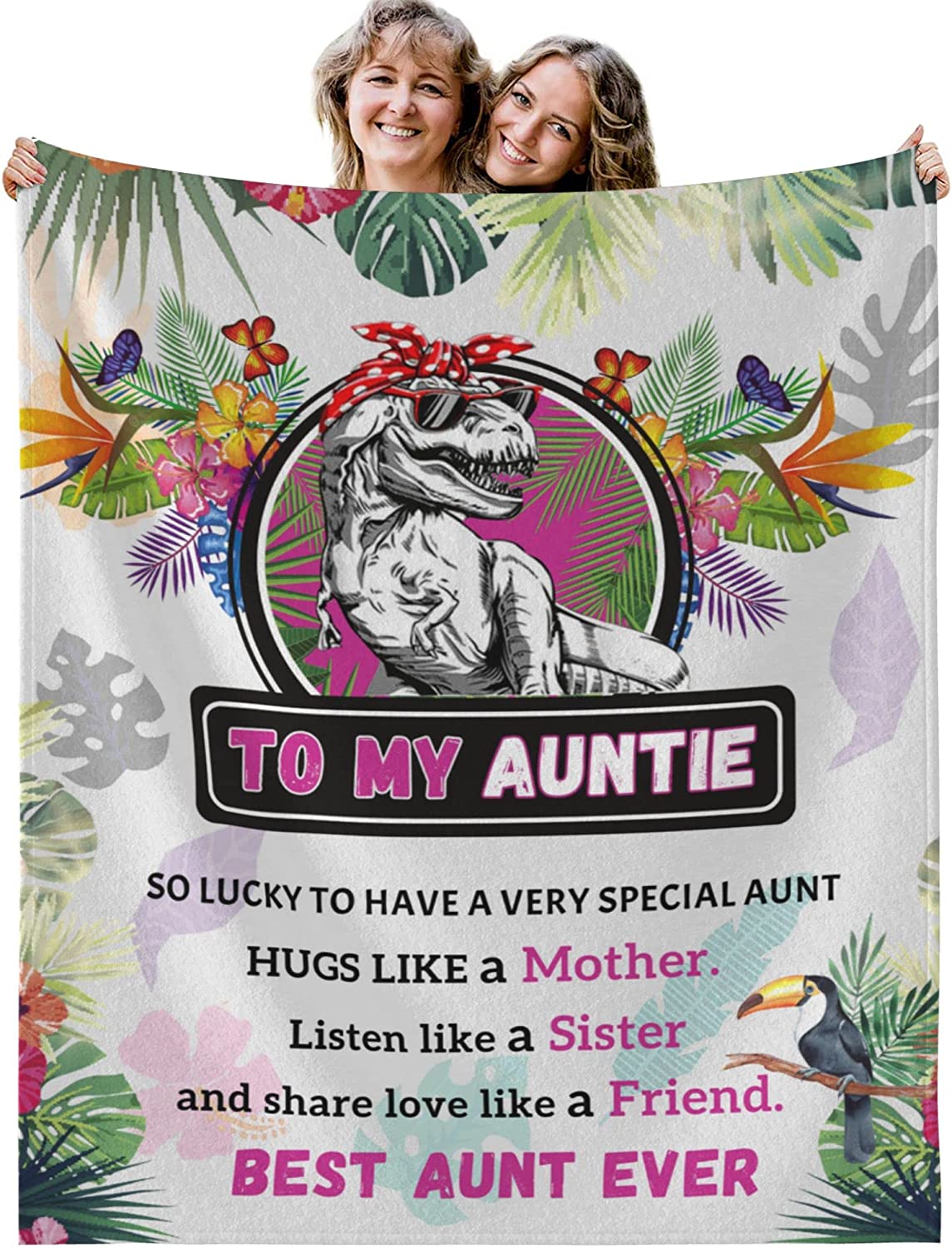 HAQUIL Auntiesaurus Keychain - Aunt Gift From Niece/Nephew, Stainless Steel Dinosaur Keychain With Heart Ring