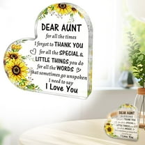 Aunt Gifts from Niece Nephew, "Dear Aunt" Acrylic Heart Sign, Grateful Message Decor/Paperweight, 4*4 inch Heart Sign for Aunt's Birthday Valentines Day Mothers Day Gifts
