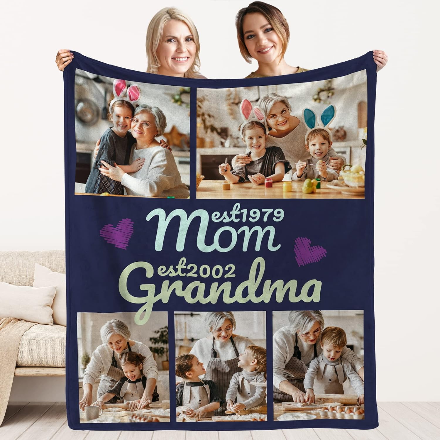 Aunt Gifts from Niece, Nephew Personalized Picture Blankets for Aunts
