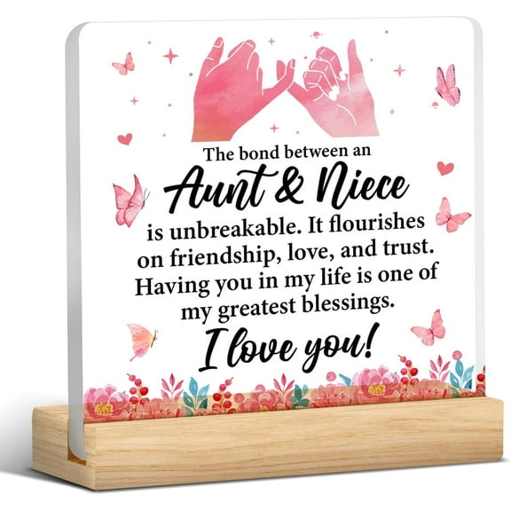 Aunt Gifts From Niece, Thank You Gifts For Auntie From Niece, Aunt Gift For Birthday Christmas MotherS Day, Aunt And Niece Clear Acrylic Desk Sign Keepsake