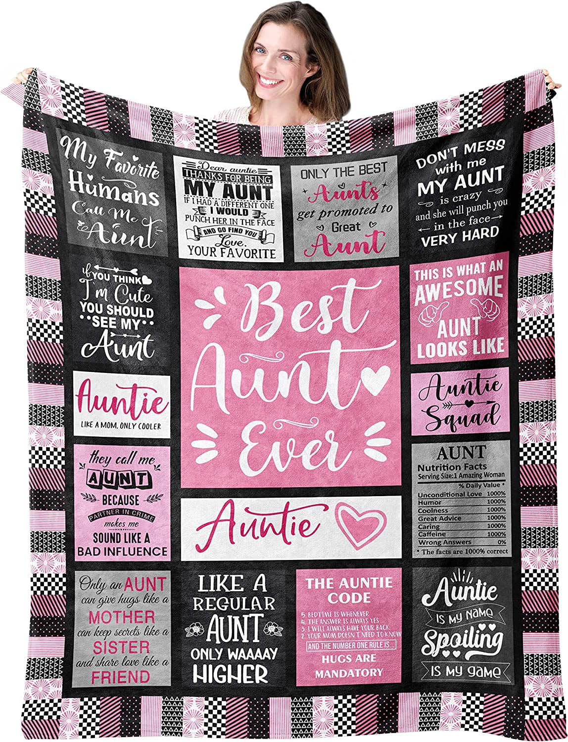Aunt Gifts Throw Blanket 50\u201dX60\u201d - Best Aunt Ever Gifts - Great Birthday Gifts for Aunts - Aunt Birthday Gift for Women - Funny Aunt Decorations Presents Blanket - Best Auntie Gifts Ideas