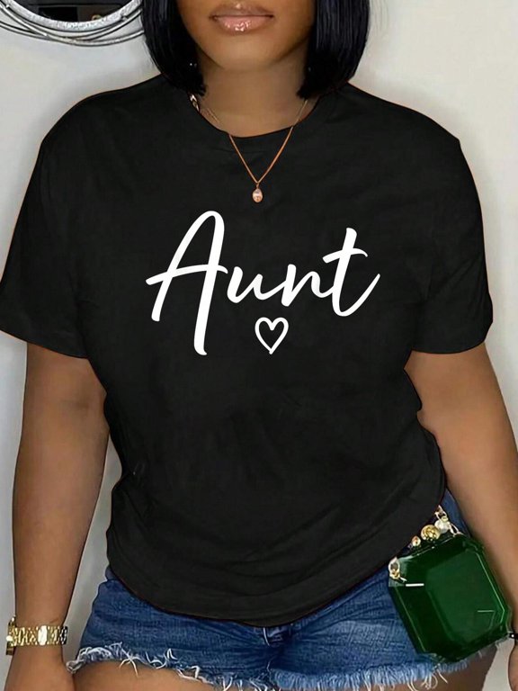 Aunt Gifts for Women Heart Mother's Day Aunt T-Shirt Graphic Tee summer Tops For Women Round Neck Fashion Cotton shirts
