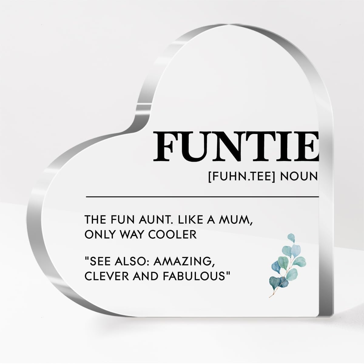 Aunt Gifts from Niece,Gifts for Aunt Christmas Birthday Mother's Day,Funtie  Definition Quote Acrylic Heart Plaque Gift for Auntie A603, image size:1200x1200