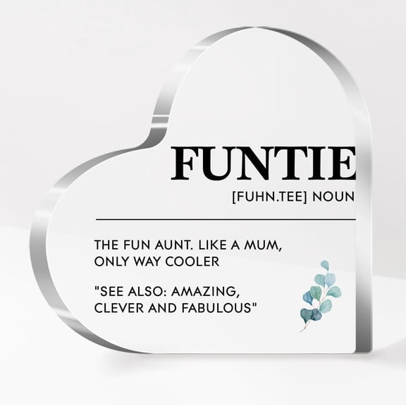Aunt Gifts from Niece,Gifts for Aunt Christmas Birthday Mother's Day,Funtie Definition Quote Acrylic Heart Plaque Gift for Auntie A603