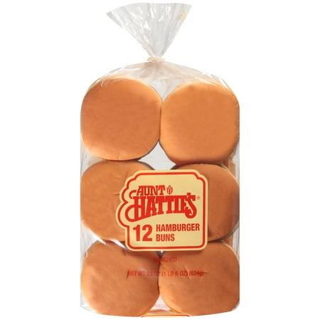 Aunt Hattie's Enriched Hamburger Buns, 12 Count, 22 Ounce, Shelf-Stable