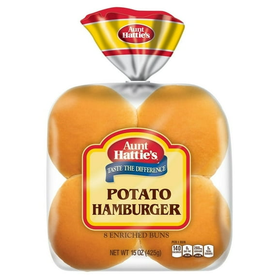 Aunt Hattie's Potato Hamburger Buns, Potato Bread Burger Buns, 8 Count, Shelf-Stable (Pack of 3)