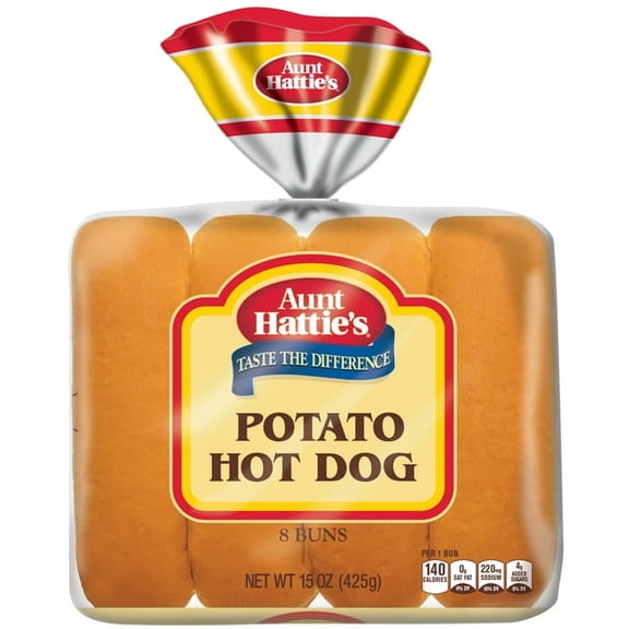 Aunt Hattie's Potato Hot Dog Buns, Sliced Potato Bread Buns, 8 Count (Five-Pack)