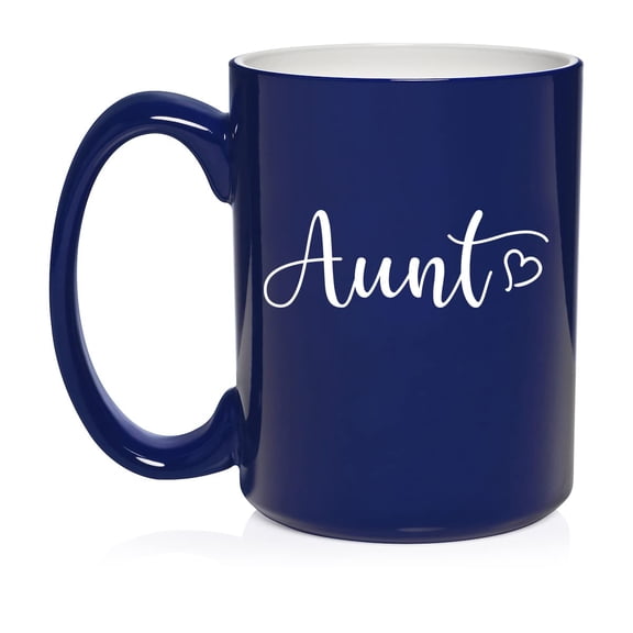 Aunt With Heart Ceramic Coffee Mug Tea Cup Gift for Her, Sister, Wife, Women, Best Friend, Birthday, Cute, Auntie, Tia, Pregnancy Announcement, Siblings Day, Aunt and Uncle's Day (15 oz Blue)