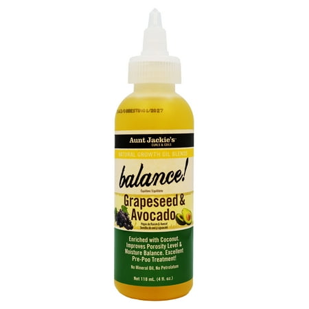 Aunt Jackie's Balance Grapeseed and Avocado Growth Oil 4 Oz., Pack of 3