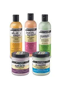 Aunt Jackie's Curls & Coils Bundle, All 5 Products in Collection, Hydrate & Define Hair, Combat Frizz & Dryness, For all Hair Types and Textures Clear 12 Ounce