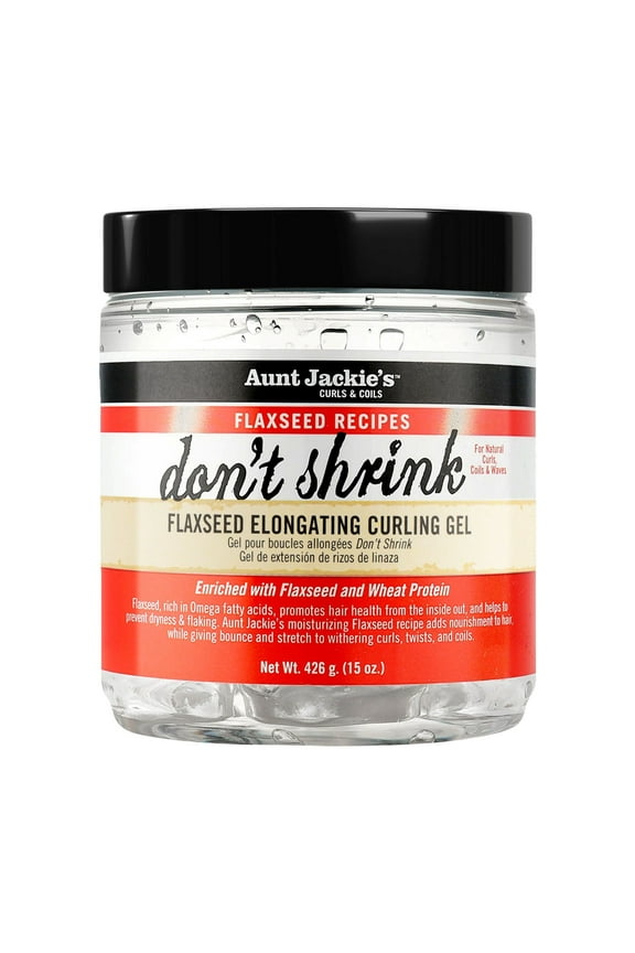 Aunt Jackie’s Curls & Coils Don’t Shrink Flaxseed Elongating Curling Gel, 18 oz., Female