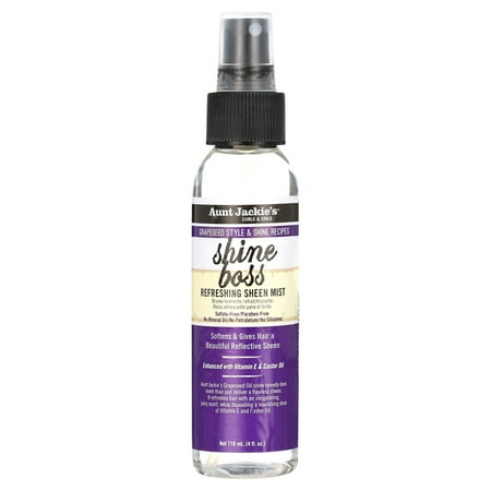 Aunt Jackie's Curls & Coils Grapeseed Collection Shine Boss Refreshing Sheen Mist, 4 fl oz , Unisex
