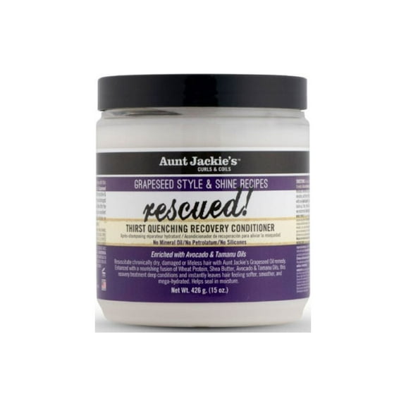 Aunt Jackie's Curls & Coils Grapeseed Rescued Thirst Quenching Recovery Conditioner, 15 oz, Clarifying