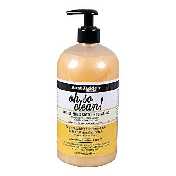 Aunt Jackie's Curls and Coils Oh So Clean, Large 24oz Family Sized Pump, Deep Moisturizing and Softening Hair Shampoo for Natural Curls, Coils and Waves, Enriched shea Butter
