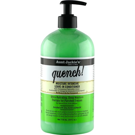 Aunt Jackie's Curls and Coils Quench, Large 24oz Family Sized Pump, Moisture Intensive Leave-In Hair Conditioner for Natural Curls, Coils and Waves, Enriched With Shea Butter, Green…