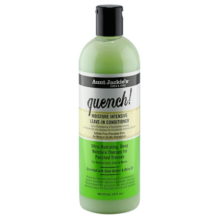 Aunt Jackie's Curls and Coils Quench Moisture Intensive Leave-In Hair Conditioner for Natural Curls, Coils and Waves, Enriched with shea Butter, 16 oz