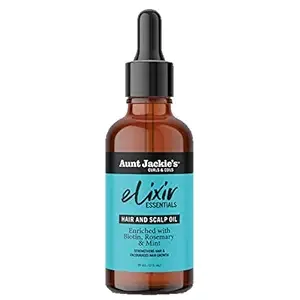 Aunt Jackie's Elixir Essentials Hair & Scalp Oil Enriched with Biotin, Rosemary & Mint, Nourishes, Thickens & Supports Hair Growth, 2 oz
