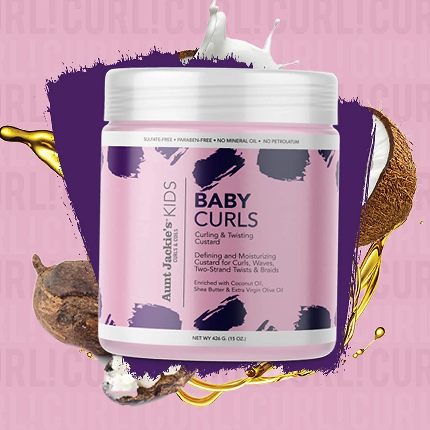 Aunt Jackie's Girls Baby Girl Curls Curling & Twisting Custard, 15 oz