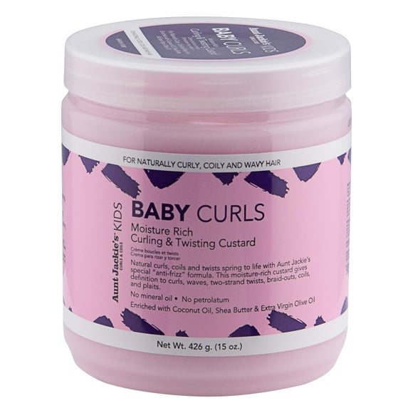 Aunt Jackie's Kids Baby Curls, Moisture Rich Curling and Twisting Custard for Naturally Curly, Coily and Wavy Hair, 15 oz C32