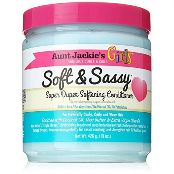 aunt jackie's girls soft and sassy super duper softening conditioner, 15 oz