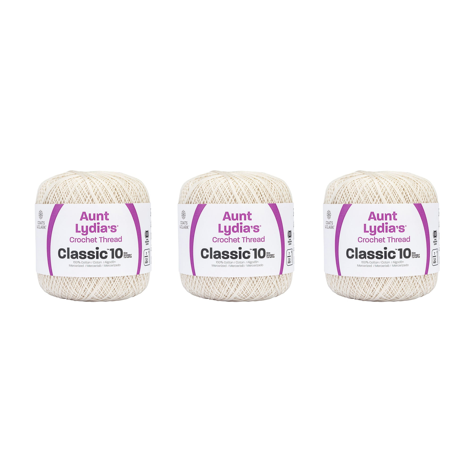 Aunt Lydia's Crochet Thread - Size 3 - (2-Pack) White