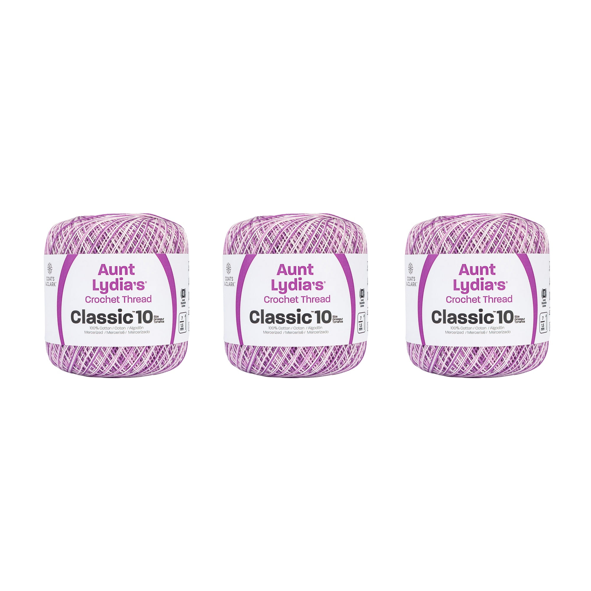 Aunt Lydia's Classic 10 Crochet Thread - 3 Pack Of 300yd/274m Mercerized Cotton, Size 10 Crochet & Knitting Yarn