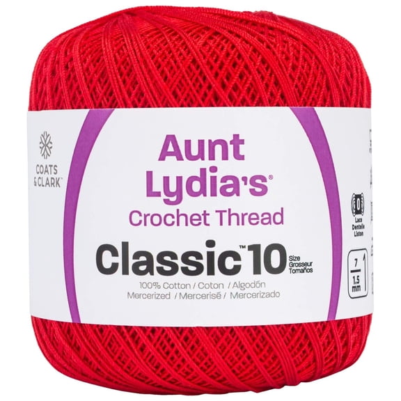 Aunt Lydia's Classic Crochet Thread Size 10-Atom Red