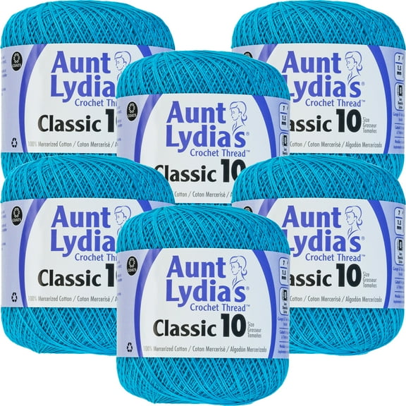 Aunt Lydia's Classic Crochet Thread Size 10-Parakeet, Multipack Of 6