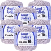 Aunt Lydias Classic Crochet Thread Size 10 -Silver, Multipack Of 6