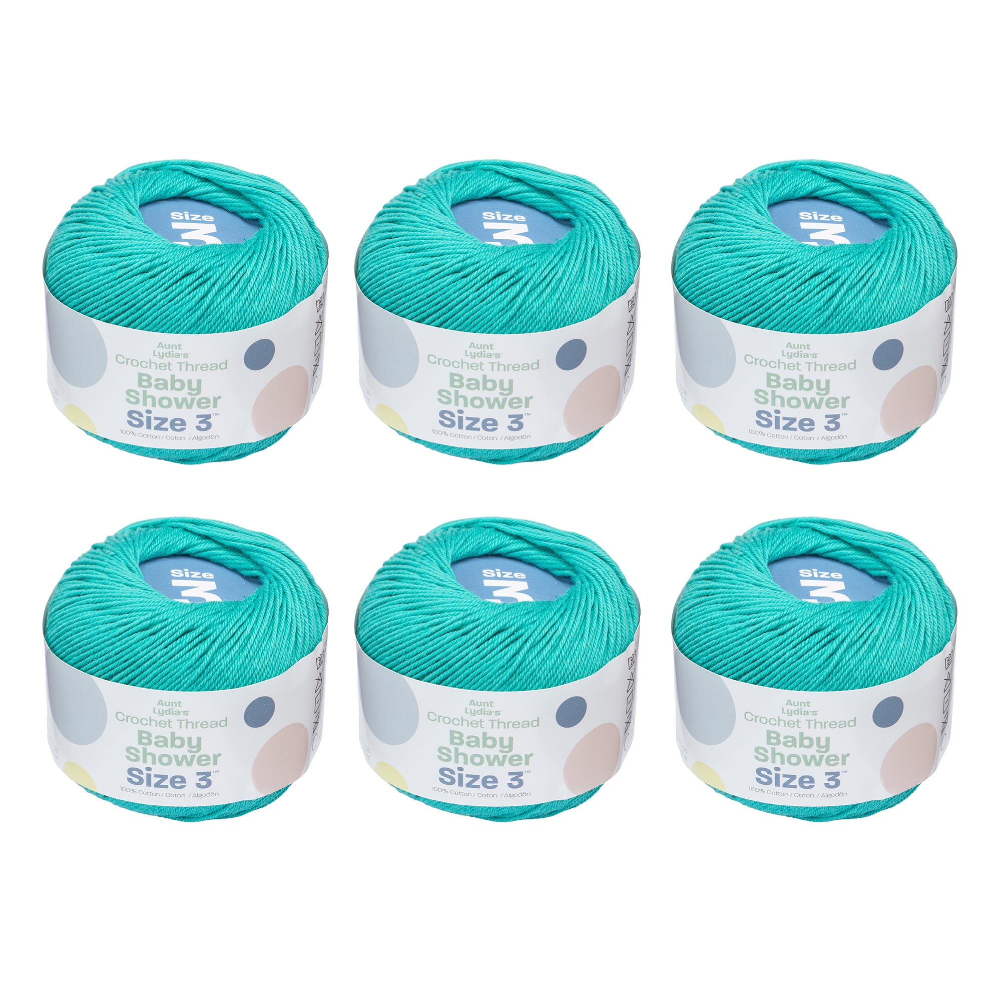 Aunt Lydia's Ming Teal Crochet Thread, 170 yd Size 3 (6 Pack)