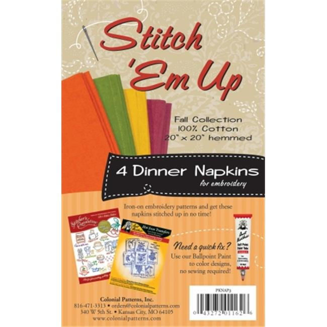 Fall Collection Cotton Dinner Napkins for Embroidery, Set of 4