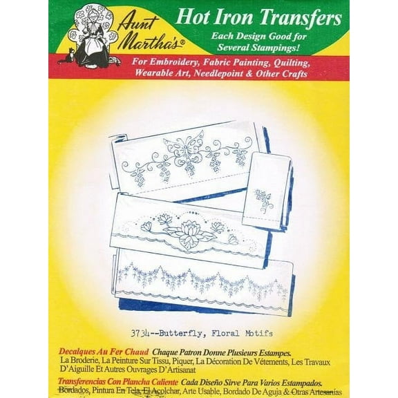 Aunt Martha's 18" x 24" Butterfly and Floral Hot Iron Transfer Paper