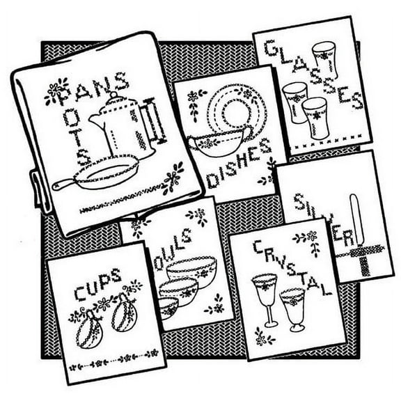 Aunt Martha's #3371 Cross Stitch Dishes