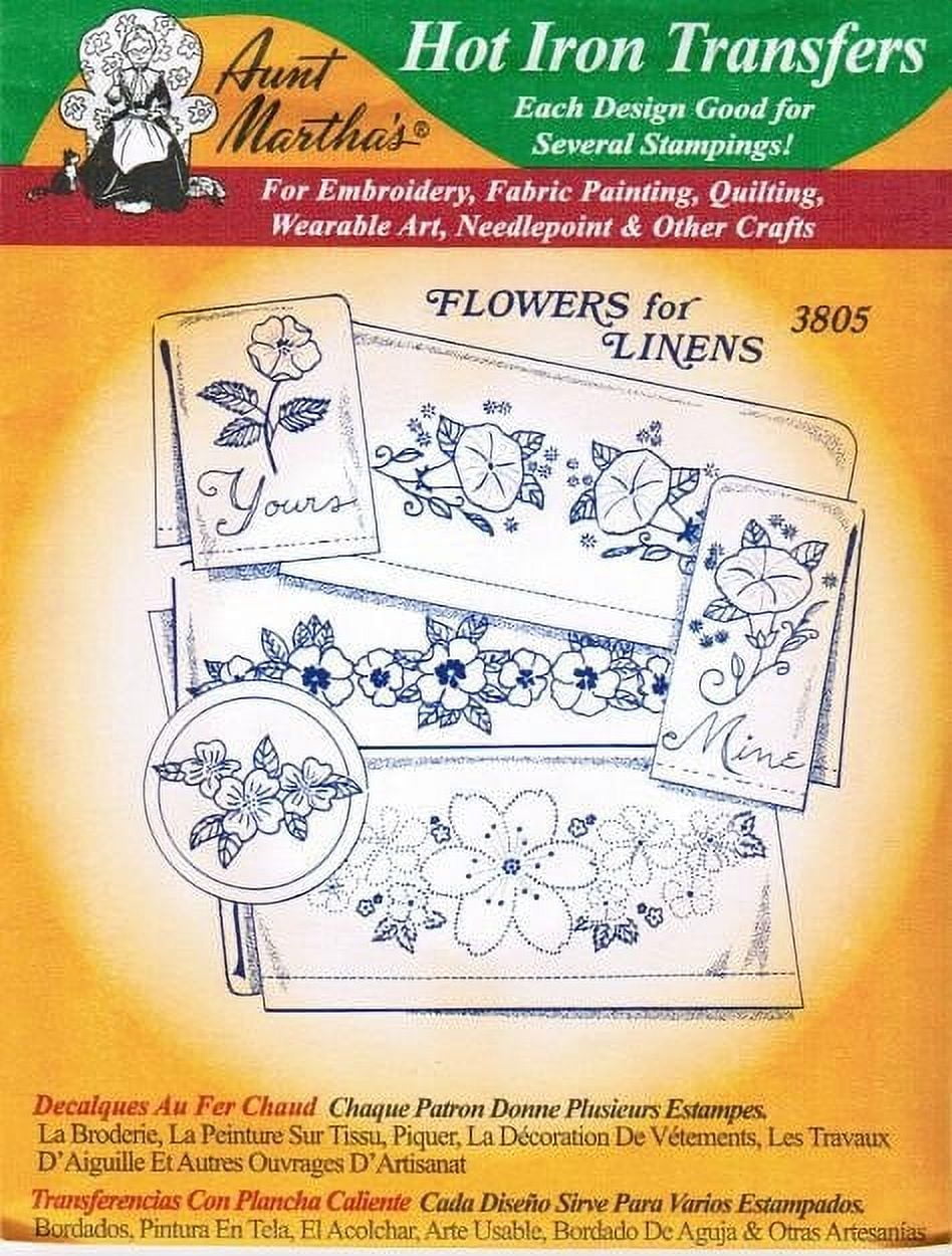 Aunt Martha's Hot Iron Embroidery Transfers - Decorative Linens Pattern Set