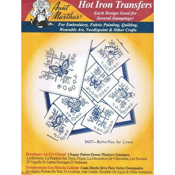 Aunt Martha's 7" x 0.1" Hot Iron Embroidery Transfer Paper for Linens