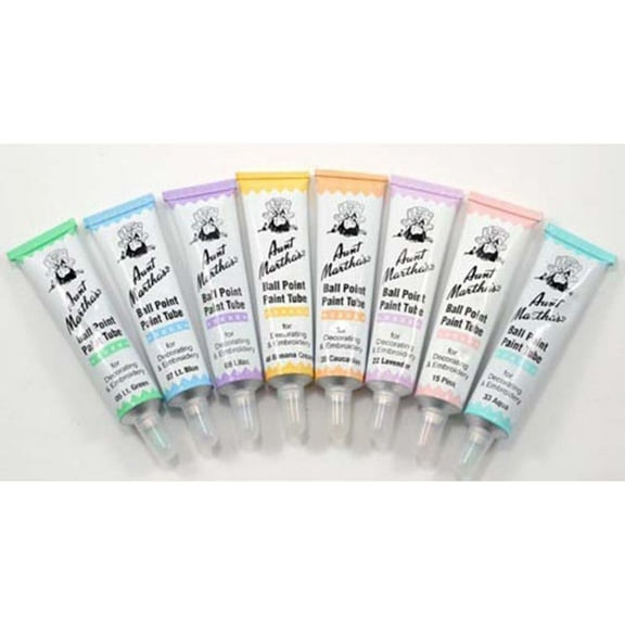 Aunt Martha's Ballpoint Paint Tubes 1 oz, Pastel Colors, 8/pkg