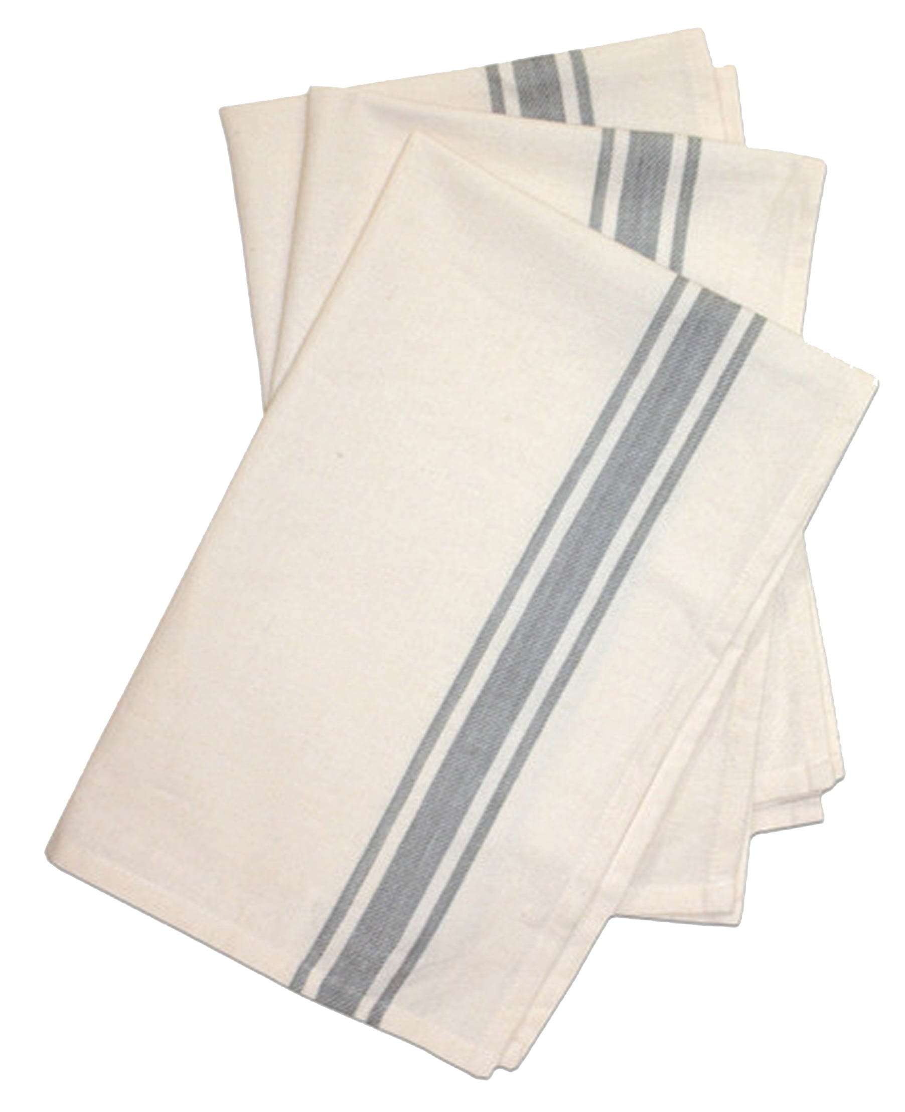 Retro Gray Stripe Cotton Kitchen Dish Towels Set of 3