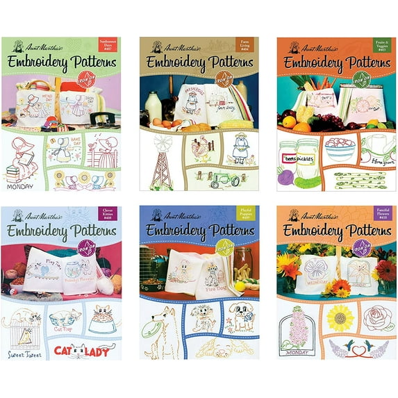 Aunt Martha's Embroidery Transfer Pattern Books: Variety Pack (Paperback)