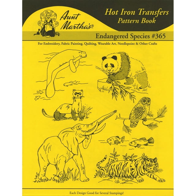 Aunt Martha's IronOn Transfer BookEndangered Species, Pk 3, Aunt