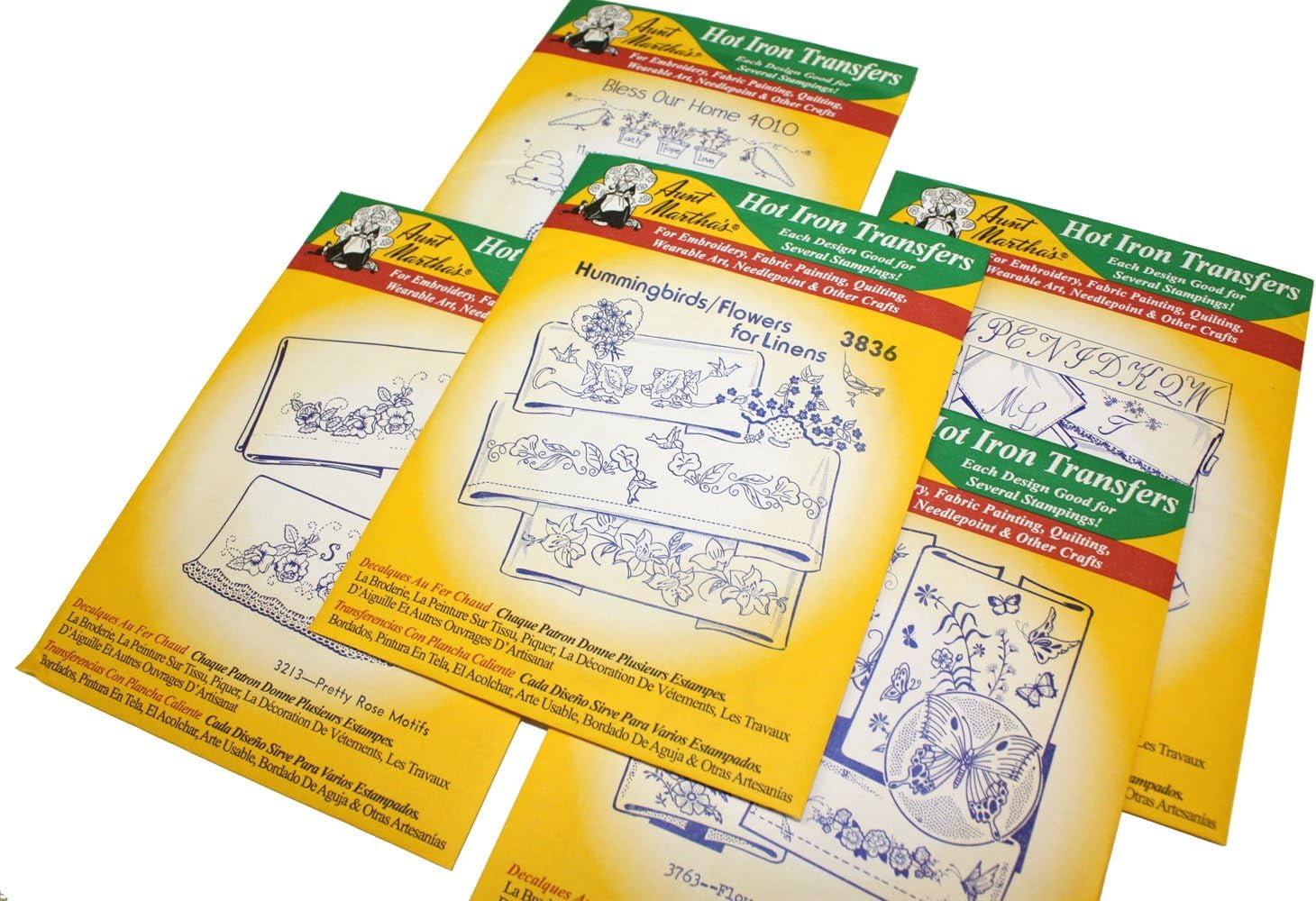 Aunt Martha's Iron On Transfer Patterns for Stitching, Embroidery or