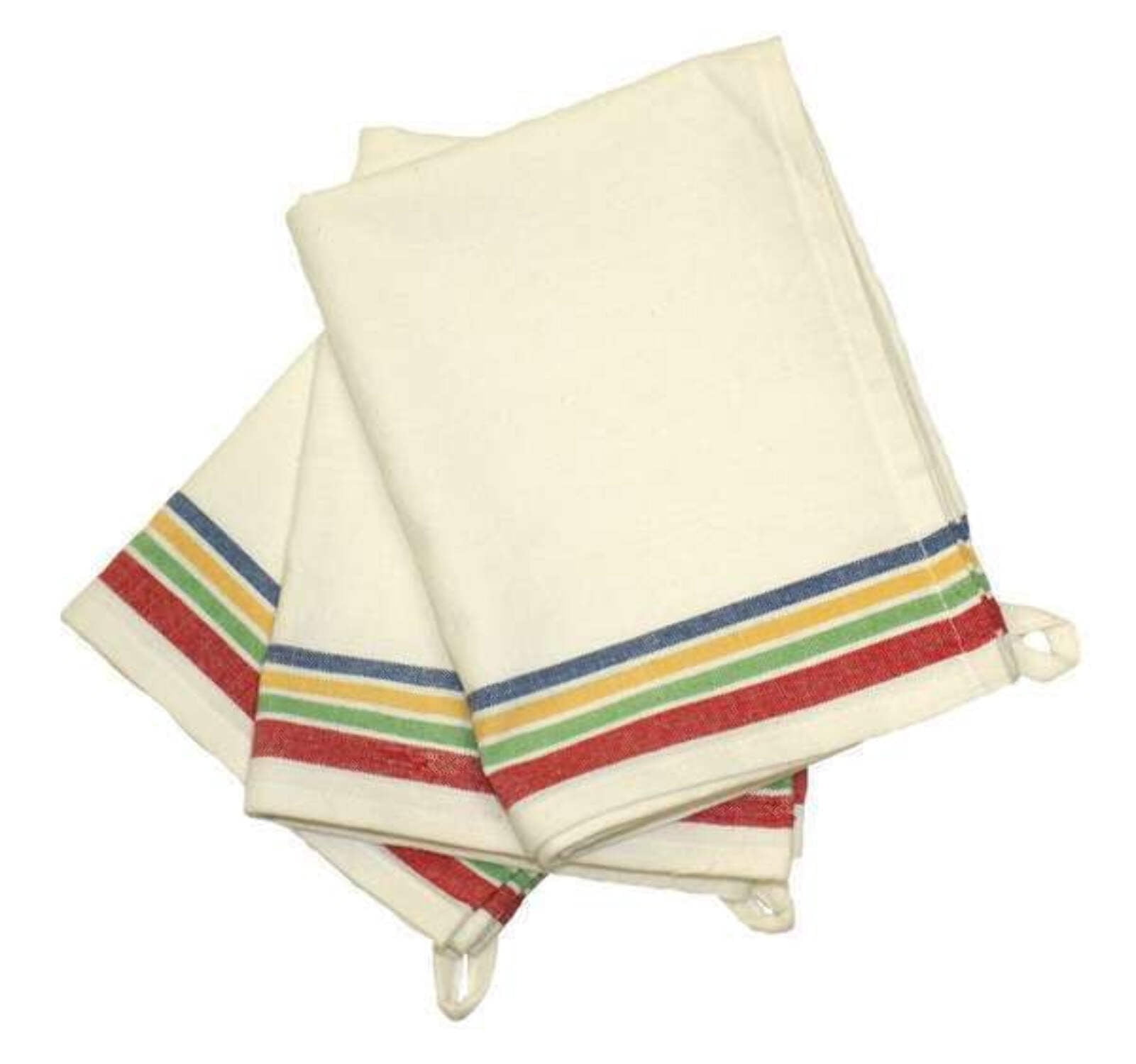 Retro Multi-Stripe Cotton Dish Towel Set of 3