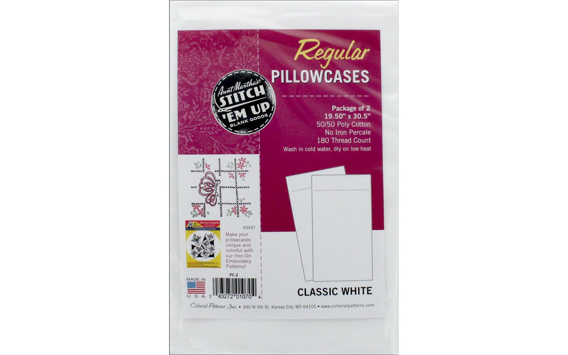 Classic White Embroidered Cotton Polyester Standard Pillowcase Pair