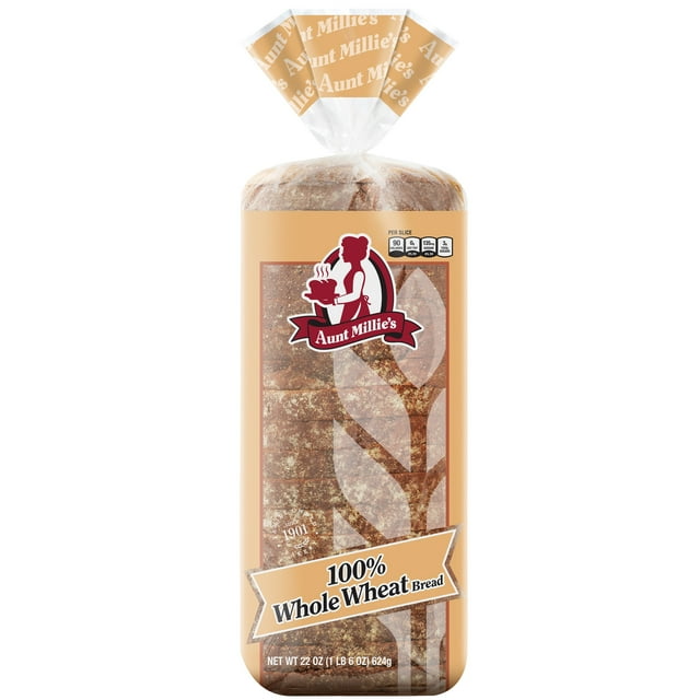 Aunt Millie's 100% Whole Wheat Bread Loaf, 22 oz - Walmart.com