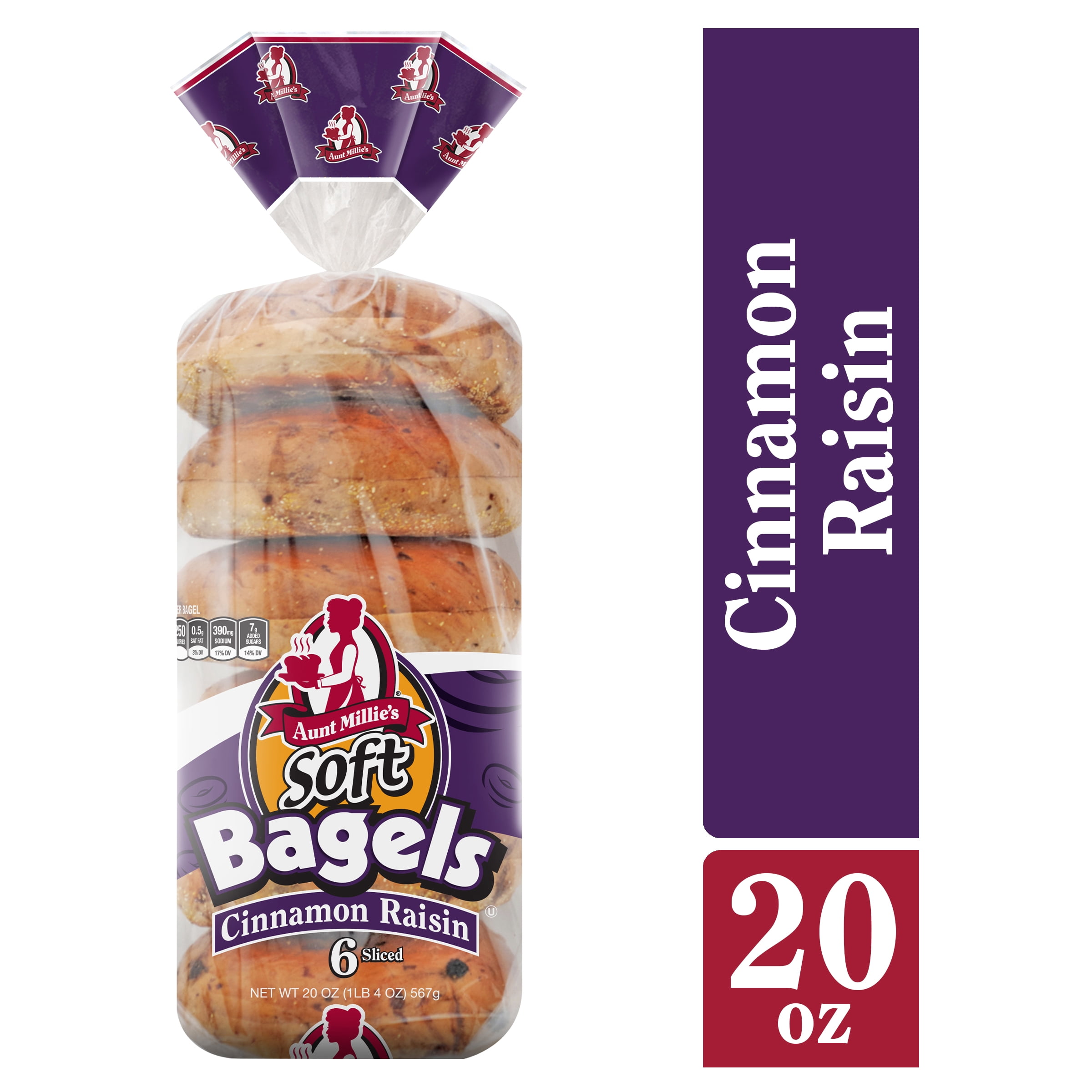 Aunt Millie's Bagels, Cinnamon Raisin, 6 Ct., 20 oz.